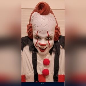 Pennywise Jumpsuit Costume and Mask Steven Kings IT Adult Size PW #909